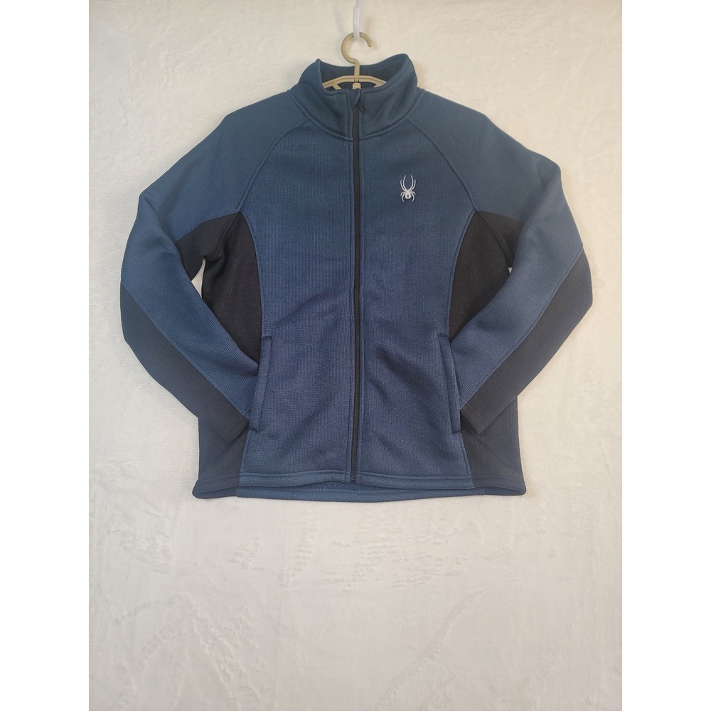 Spyder Full Zip Waffle Knit Fleece Lined Jacket XL Gorpcore Alpine Blue Ski Core